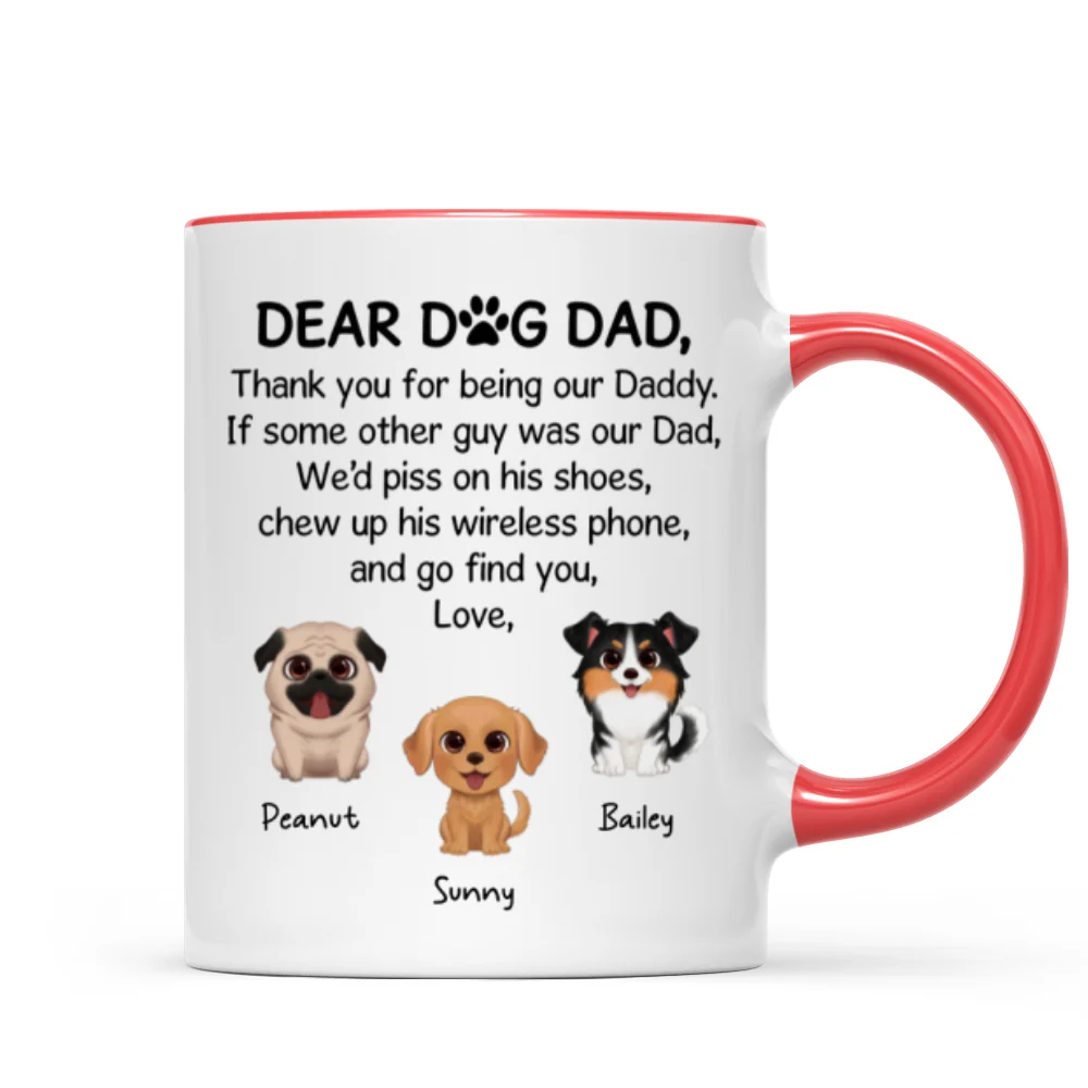 Watercolor Cute Dogs Dear Dog Dad Gift Personalized Mug - Image 7