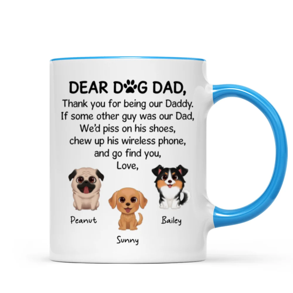 Watercolor Cute Dogs Dear Dog Dad Gift Personalized Mug - Image 8