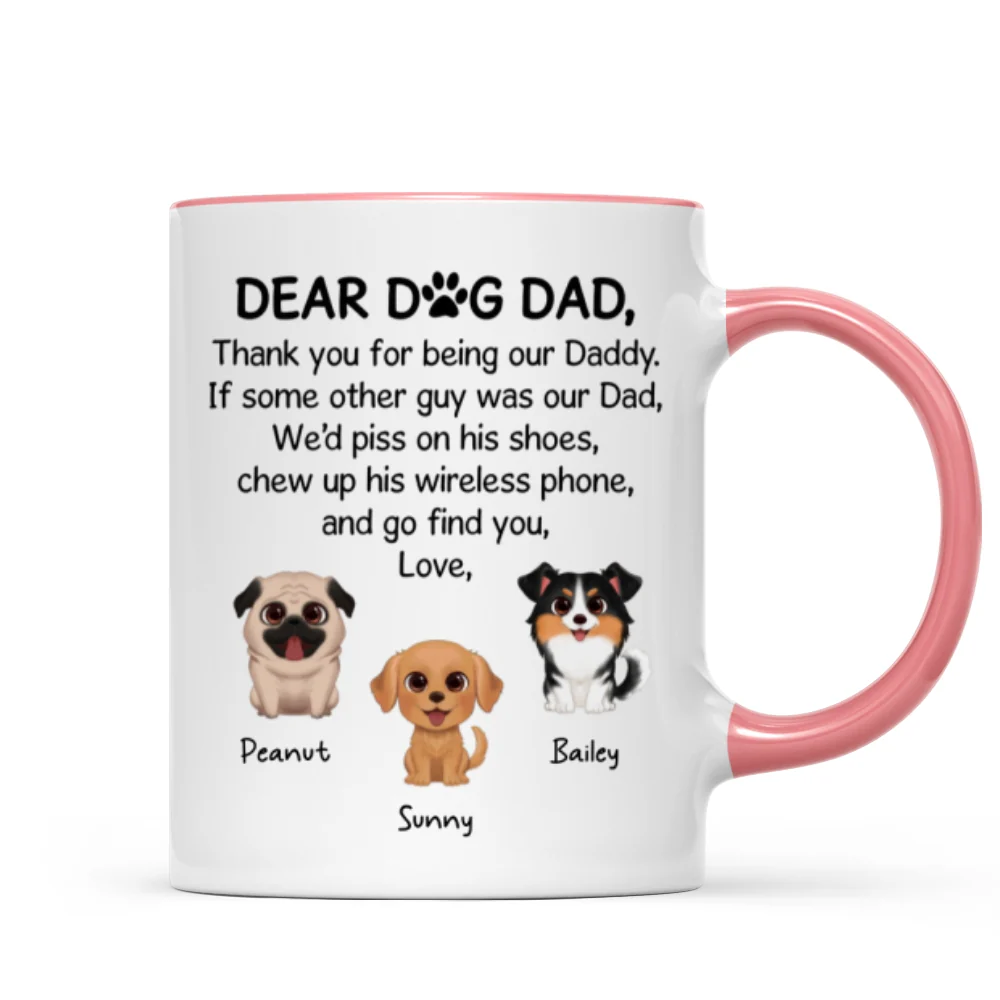 Watercolor Cute Dogs Dear Dog Dad Gift Personalized Mug - Image 9