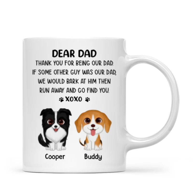 Watercolor Cute Dogs Dear Dog Dad Thank You XOXO Personalized Mug - Image 4