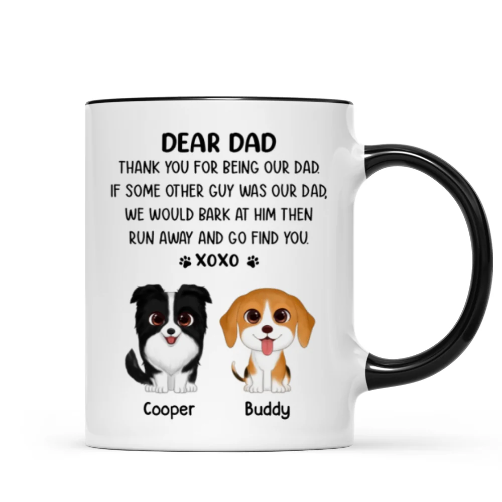 Watercolor Cute Dogs Dear Dog Dad Thank You XOXO Personalized Mug - Image 5