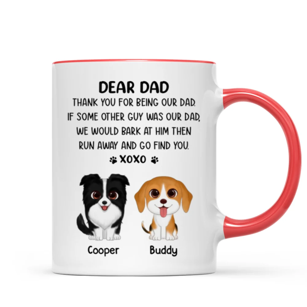 Watercolor Cute Dogs Dear Dog Dad Thank You XOXO Personalized Mug - Image 7