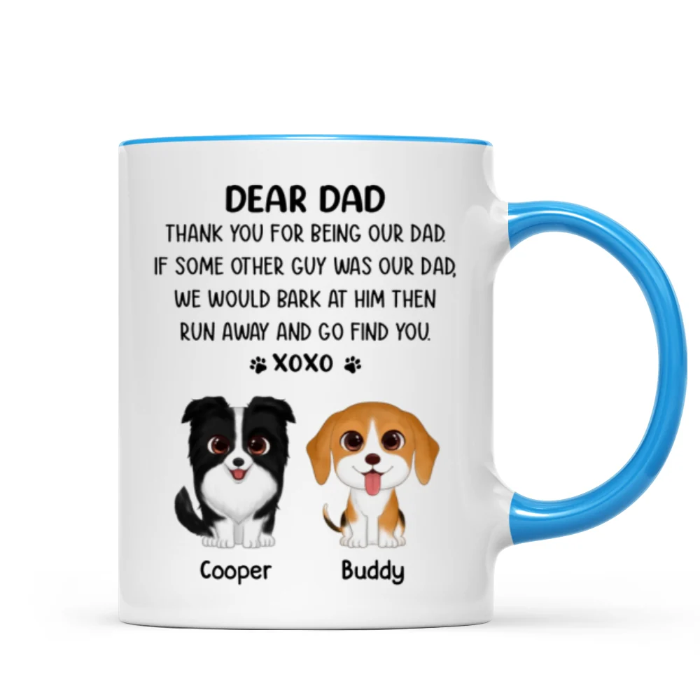 Watercolor Cute Dogs Dear Dog Dad Thank You XOXO Personalized Mug - Image 8