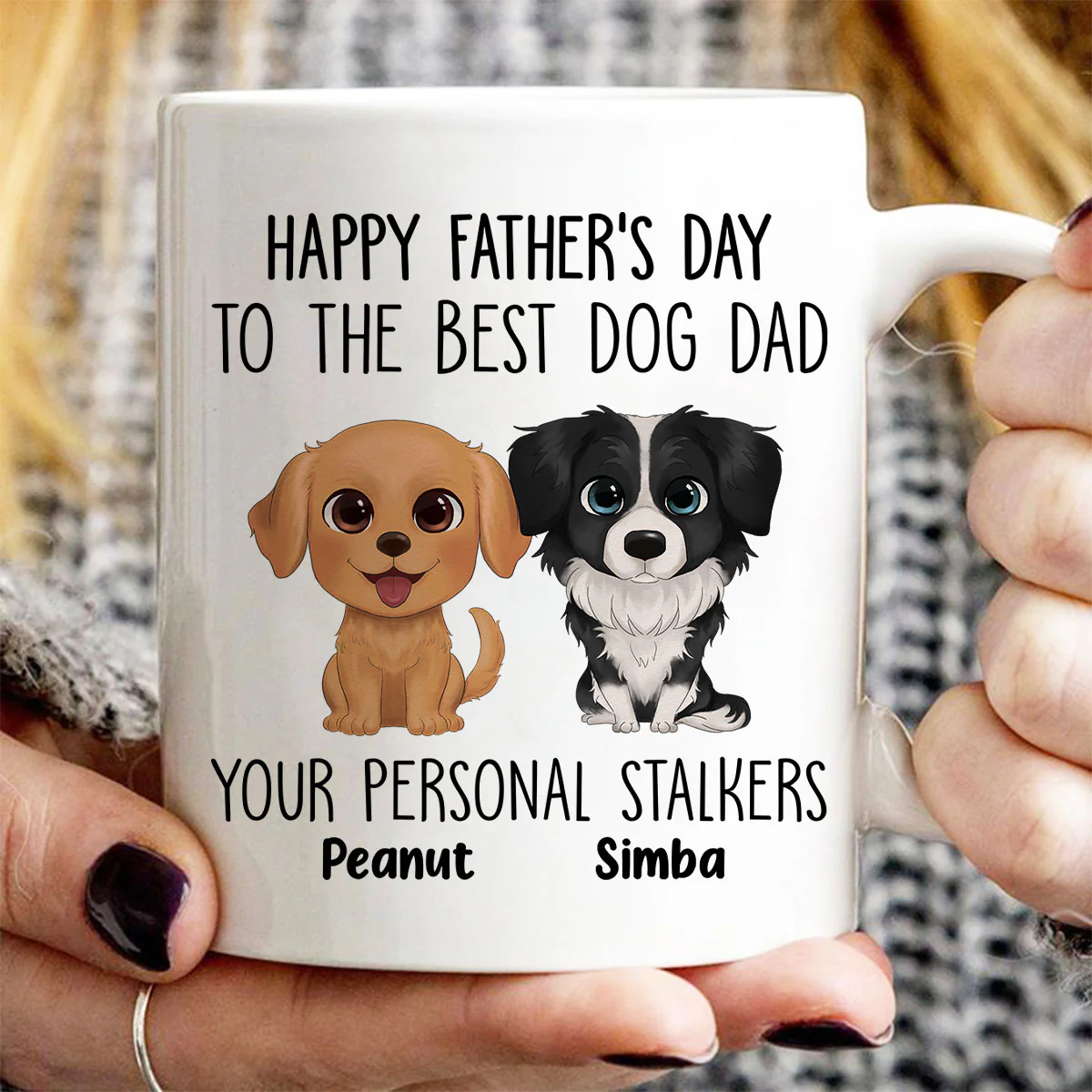 Watercolor Cute Dogs Happy Father‘s Day To The Best Dog Dad From Personal Stalkers Personalized Mug - Image 2
