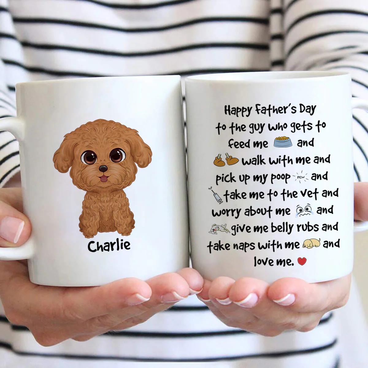 Watercolor Cute Dogs Happy Father‘s Day To The Guy Gift For Dog Dad Personalized Mug - Image 2
