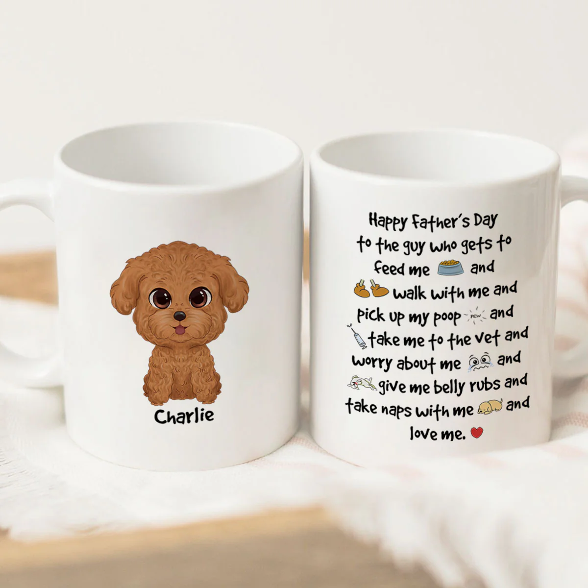 Watercolor Cute Dogs Happy Father‘s Day To The Guy Gift For Dog Dad Personalized Mug - Image 3
