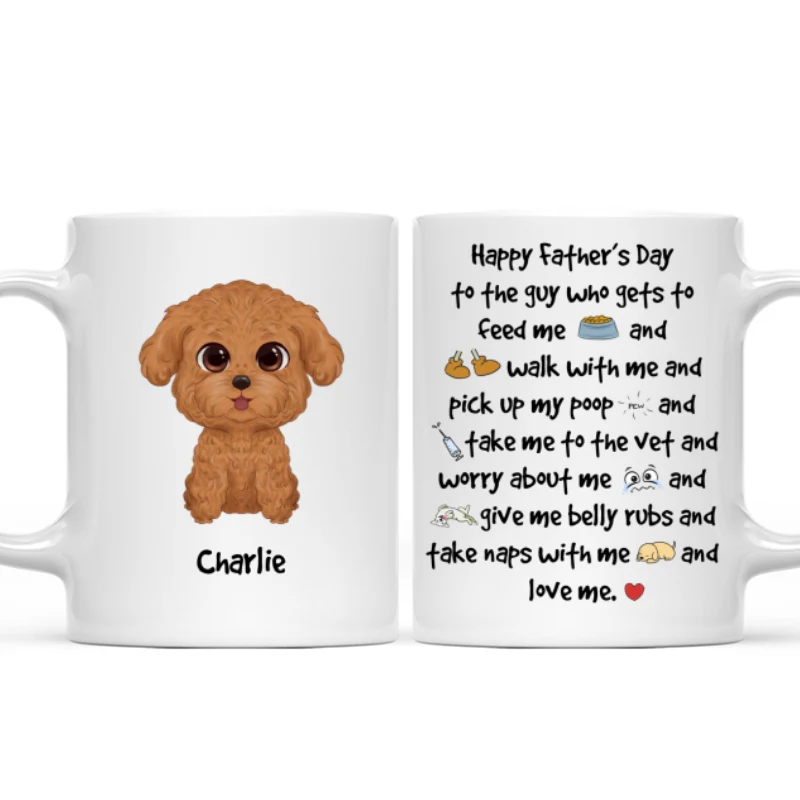 Watercolor Cute Dogs Happy Father‘s Day To The Guy Gift For Dog Dad Personalized Mug - Image 4