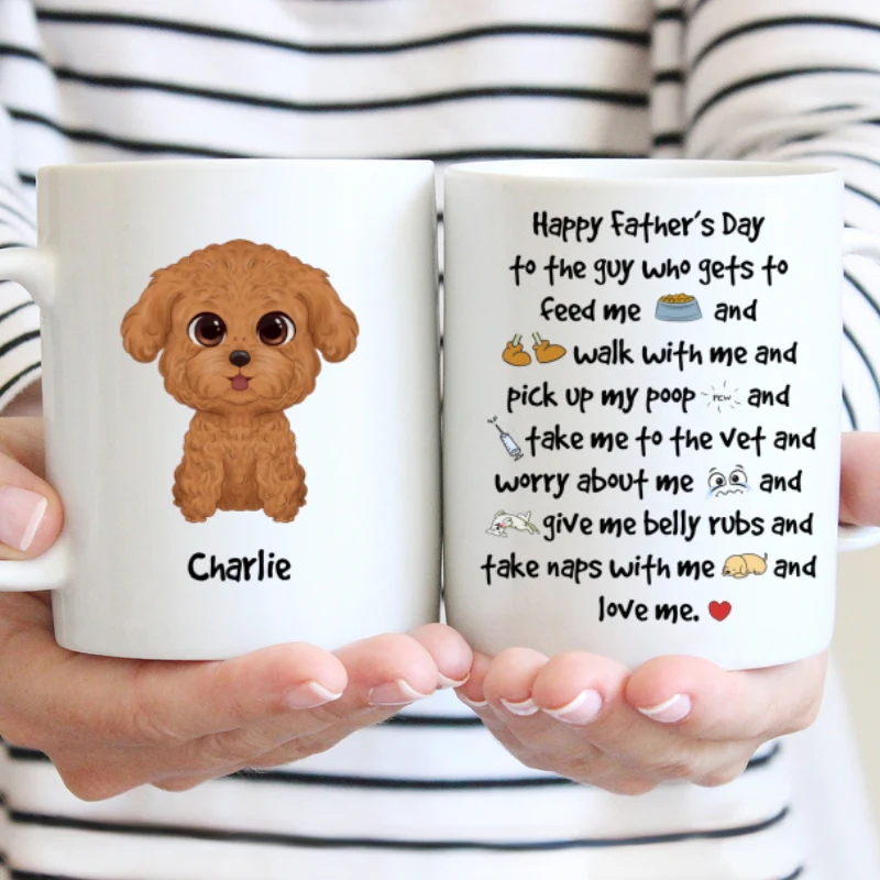 Watercolor Cute Dogs Happy Father‘s Day To The Guy Gift For Dog Dad Personalized Mug - Image 5