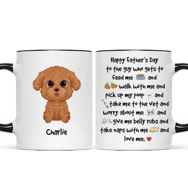 Watercolor Cute Dogs Happy Father‘s Day To The Guy Gift For Dog Dad Personalized Mug - Image 6