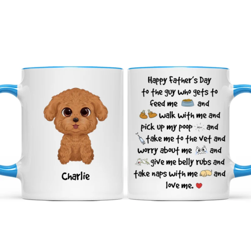 Watercolor Cute Dogs Happy Father‘s Day To The Guy Gift For Dog Dad Personalized Mug - Image 9
