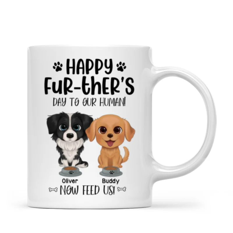 Watercolor Cute Dogs Happy Fur-ther‘s Day To My Human Gift For Dog Dad Personalized Mug - Image 4