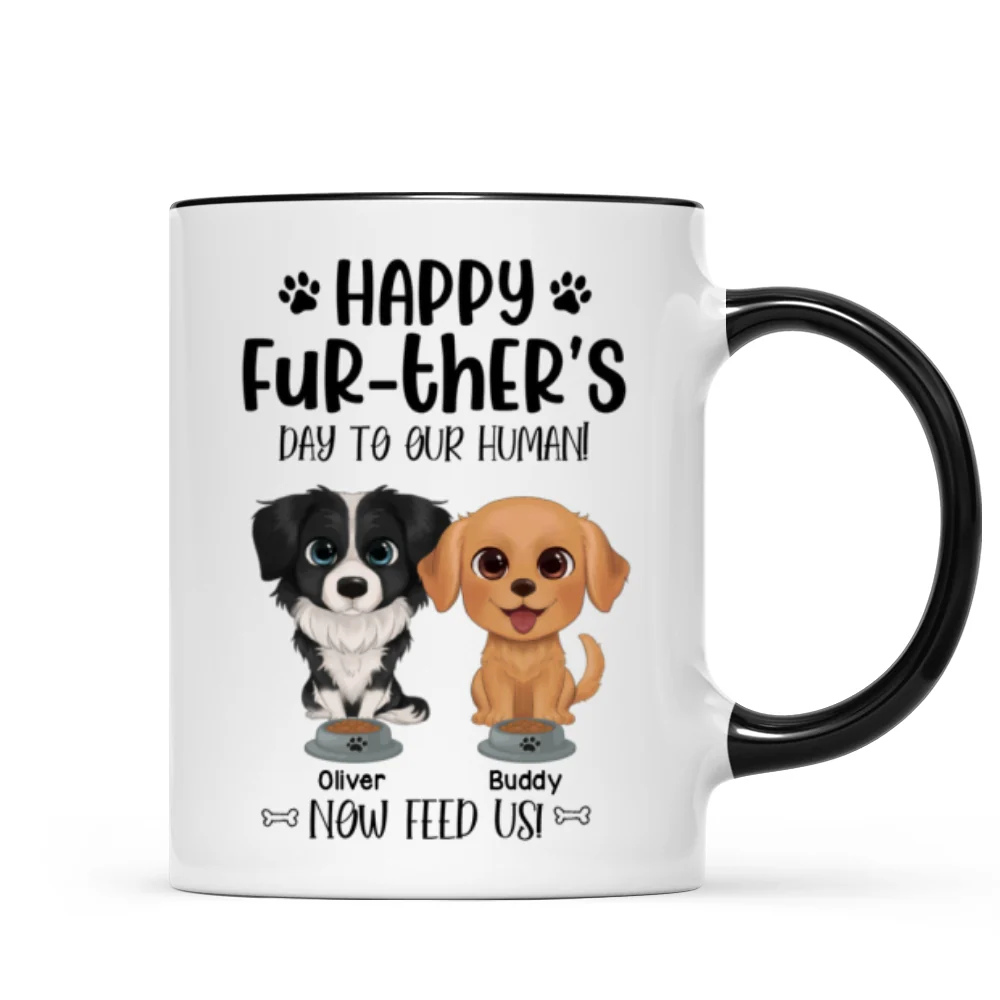 Watercolor Cute Dogs Happy Fur-ther‘s Day To My Human Gift For Dog Dad Personalized Mug - Image 5