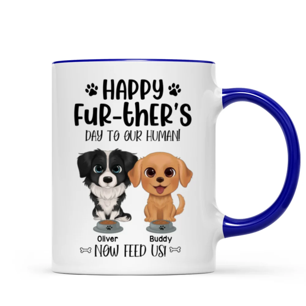 Watercolor Cute Dogs Happy Fur-ther‘s Day To My Human Gift For Dog Dad Personalized Mug - Image 6