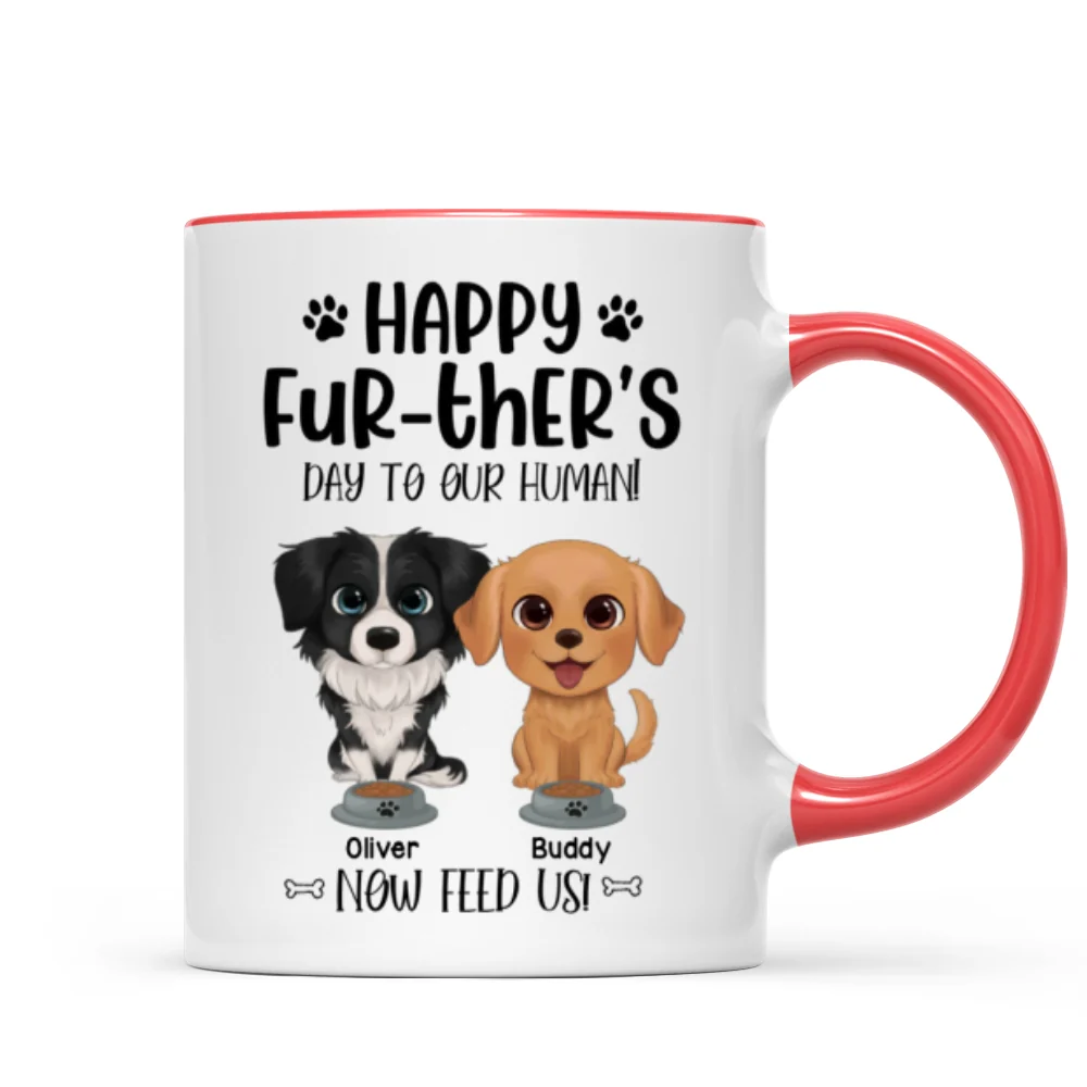Watercolor Cute Dogs Happy Fur-ther‘s Day To My Human Gift For Dog Dad Personalized Mug - Image 7