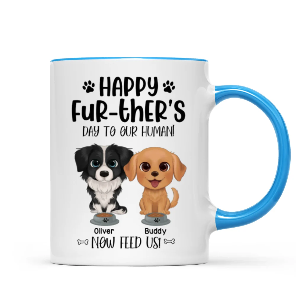 Watercolor Cute Dogs Happy Fur-ther‘s Day To My Human Gift For Dog Dad Personalized Mug - Image 8