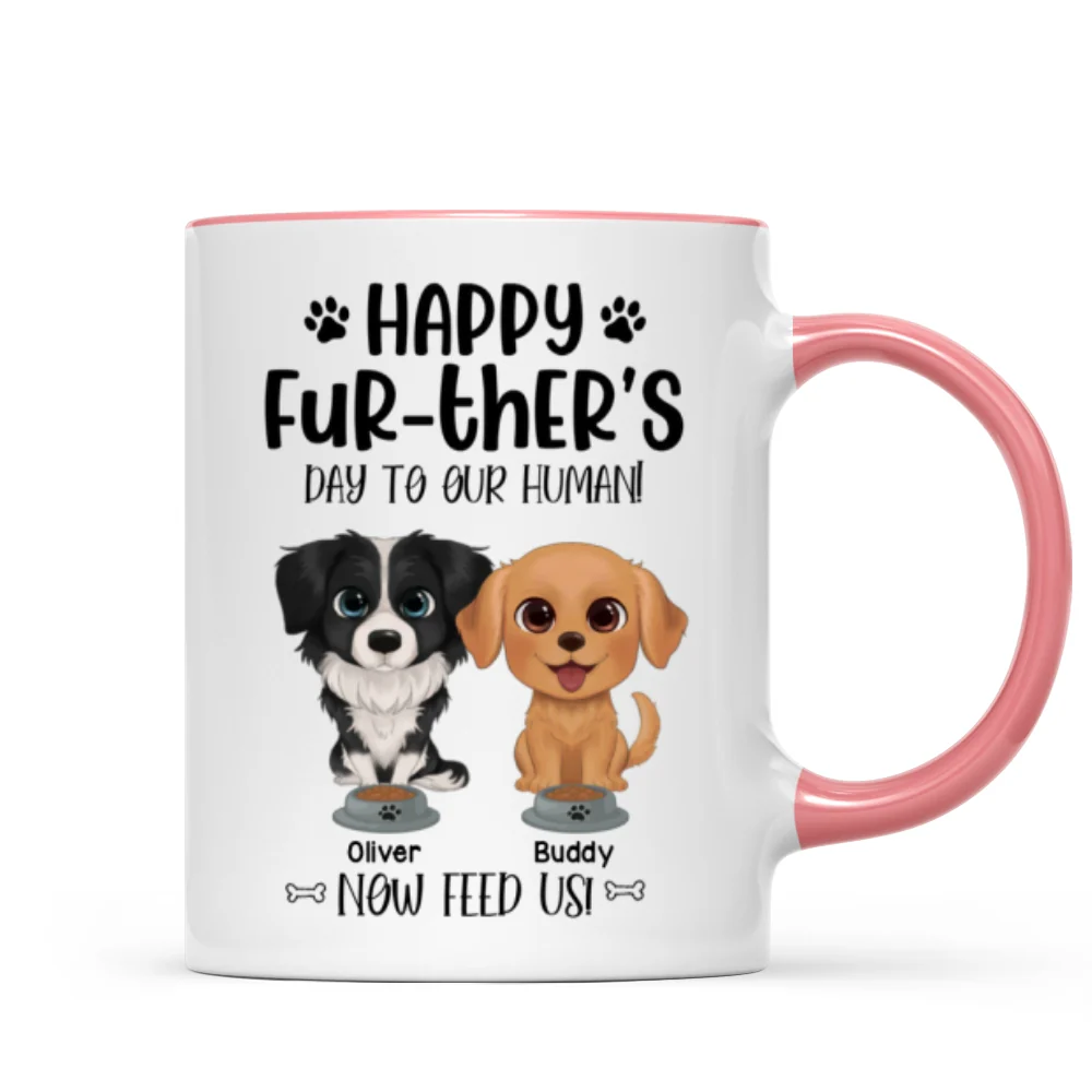 Watercolor Cute Dogs Happy Fur-ther‘s Day To My Human Gift For Dog Dad Personalized Mug - Image 9