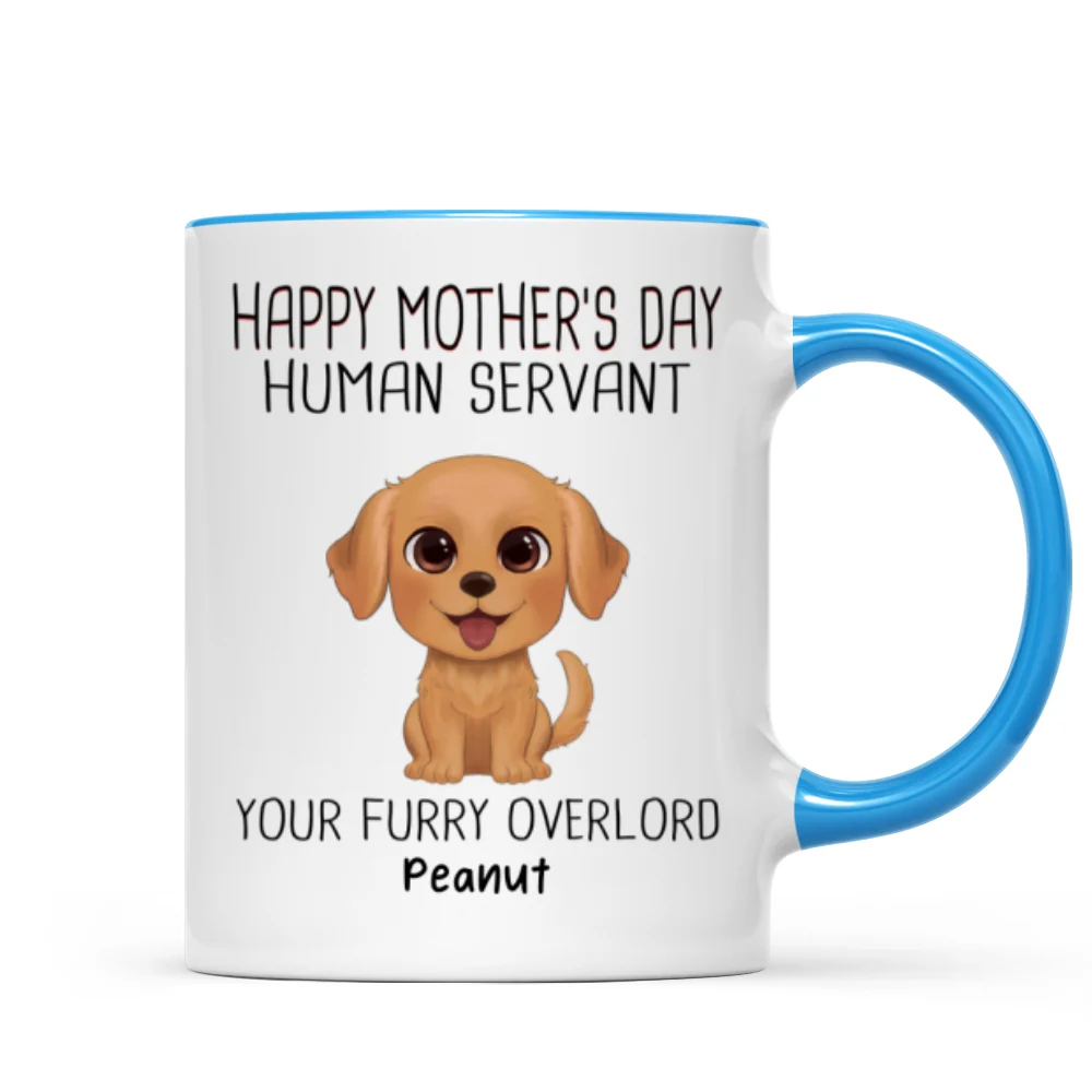 Watercolor Cute Dogs Happy Mother's Day Human Servant Personalized Mug, Gift For Dog Mom, Dog Lovers - Image 10