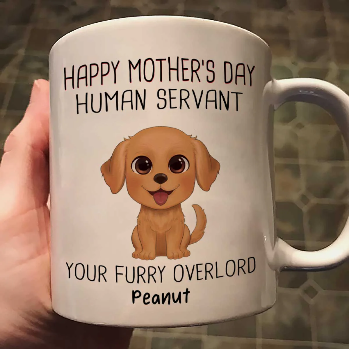 Watercolor Cute Dogs Happy Mother's Day Human Servant Personalized Mug, Gift For Dog Mom, Dog Lovers - Image 2