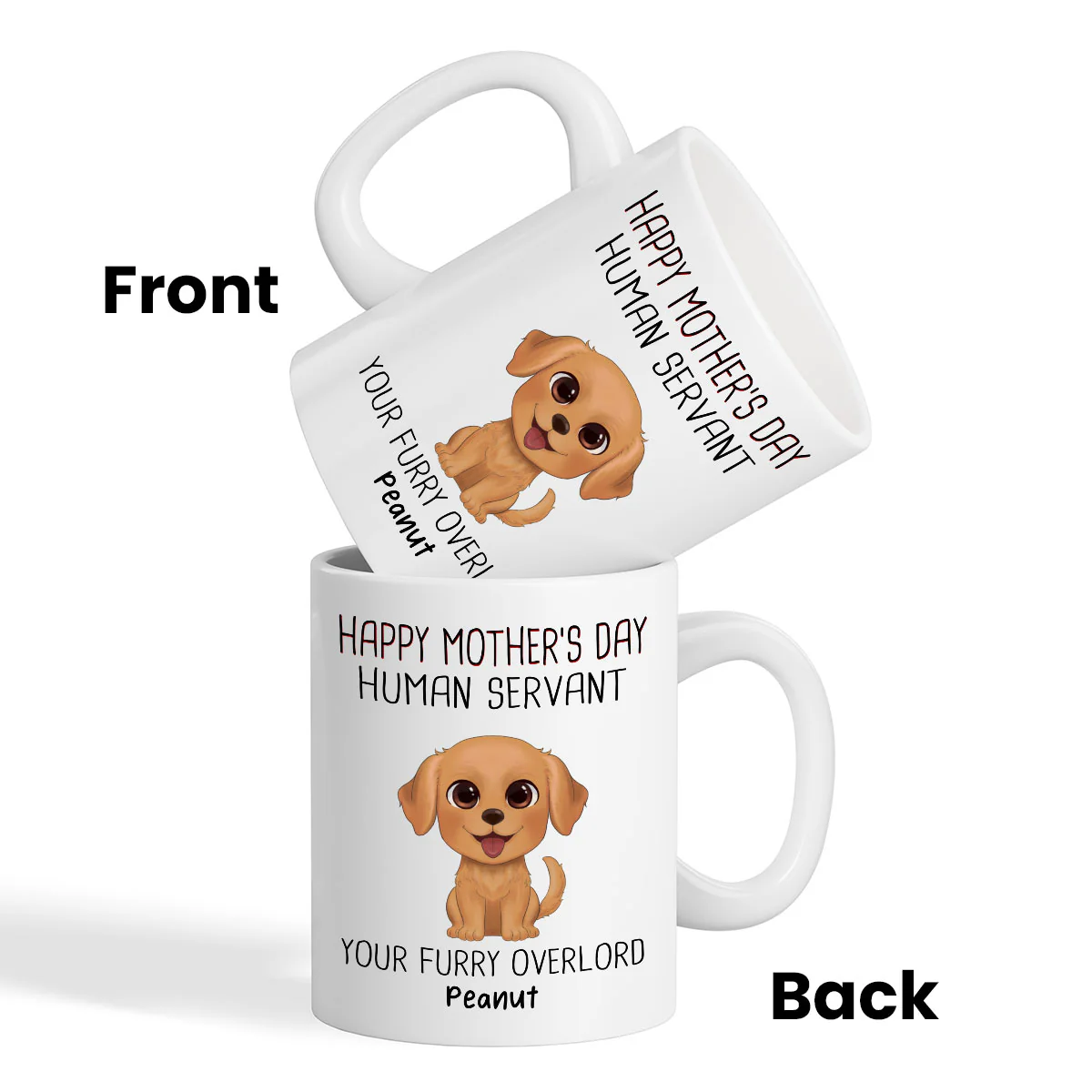 Watercolor Cute Dogs Happy Mother's Day Human Servant Personalized Mug, Gift For Dog Mom, Dog Lovers - Image 3