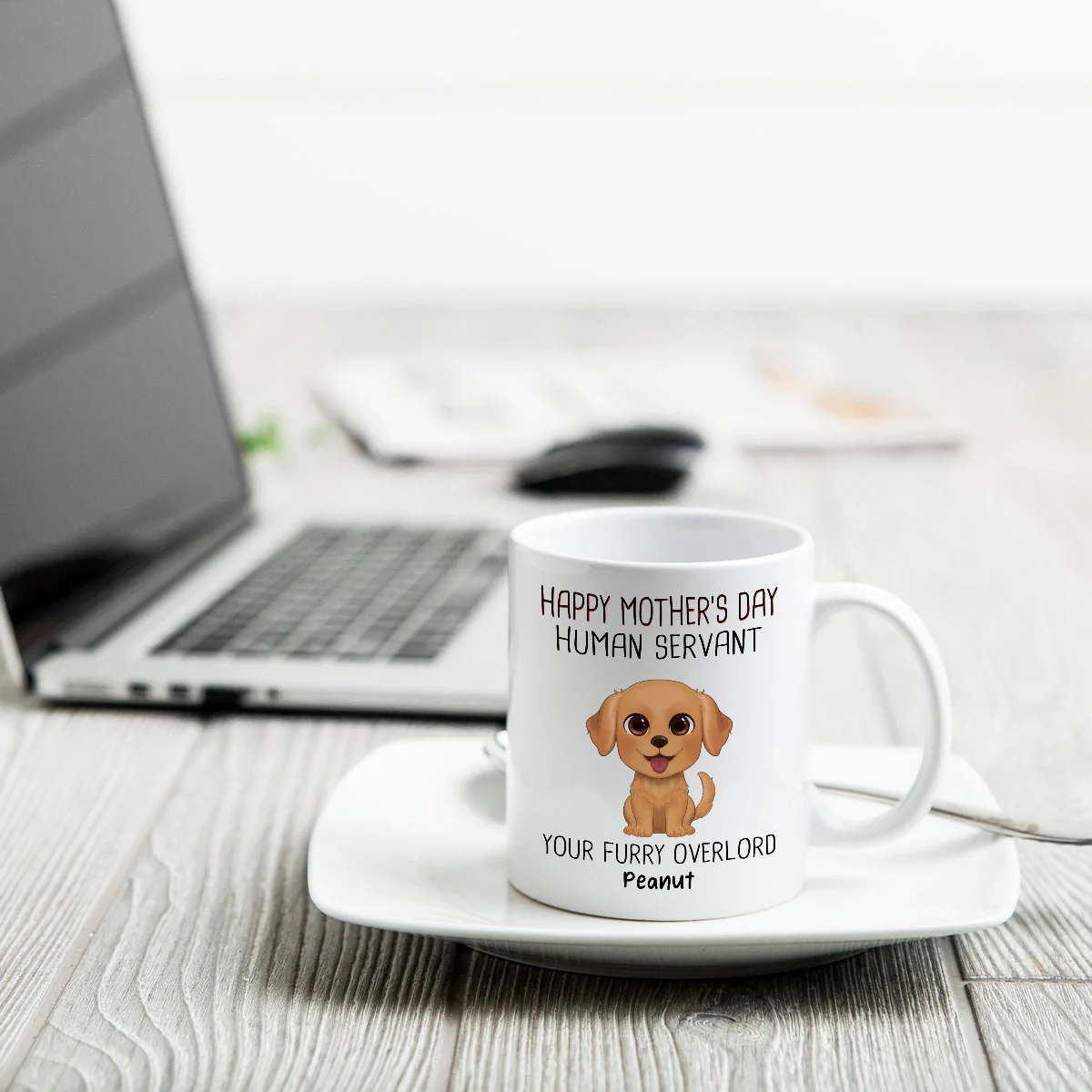 Watercolor Cute Dogs Happy Mother's Day Human Servant Personalized Mug, Gift For Dog Mom, Dog Lovers - Image 4