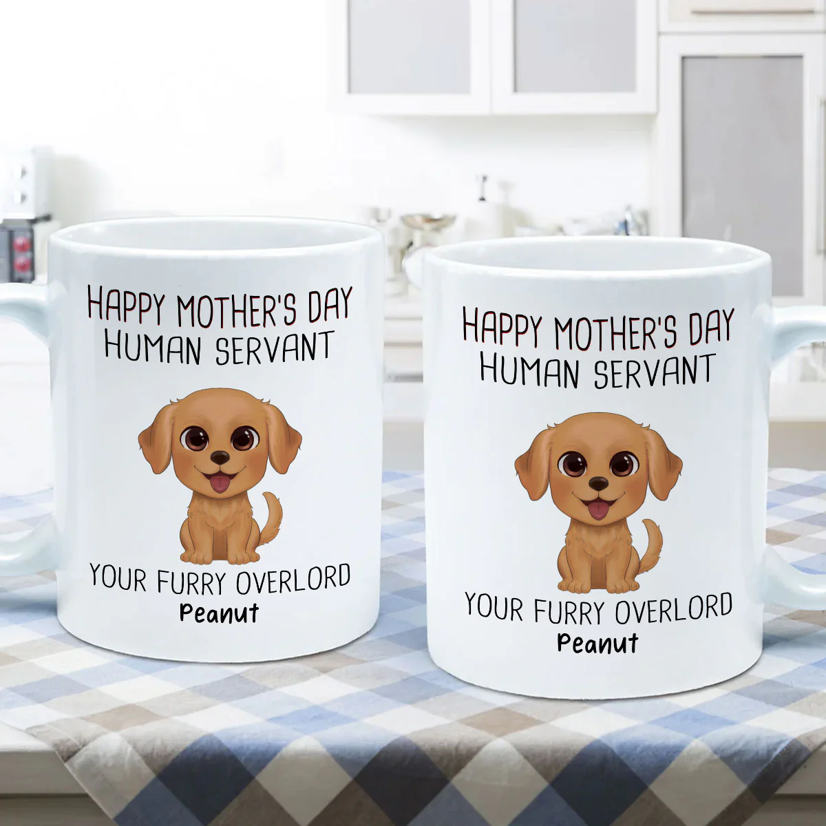 Watercolor Cute Dogs Happy Mother's Day Human Servant Personalized Mug, Gift For Dog Mom, Dog Lovers - Image 5