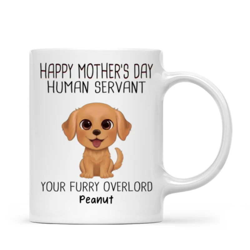 Watercolor Cute Dogs Happy Mother's Day Human Servant Personalized Mug, Gift For Dog Mom, Dog Lovers - Image 6
