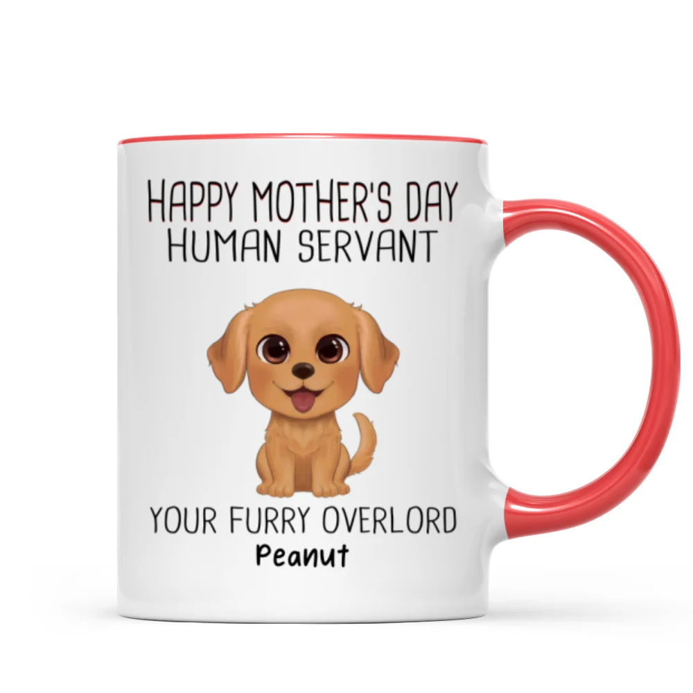 Watercolor Cute Dogs Happy Mother's Day Human Servant Personalized Mug, Gift For Dog Mom, Dog Lovers - Image 9