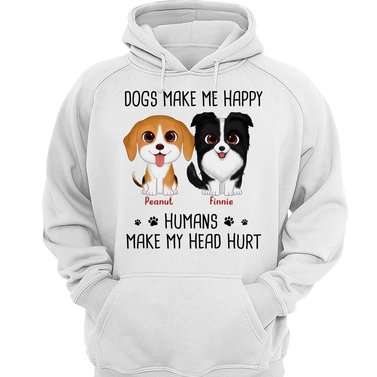 Watercolor Cute Dogs Make Me Happy Humans Make My Head Hurt Personalized Shirt - Image 3