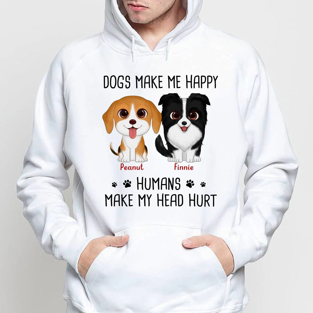 Watercolor Cute Dogs Make Me Happy Humans Make My Head Hurt Personalized Shirt - Image 4