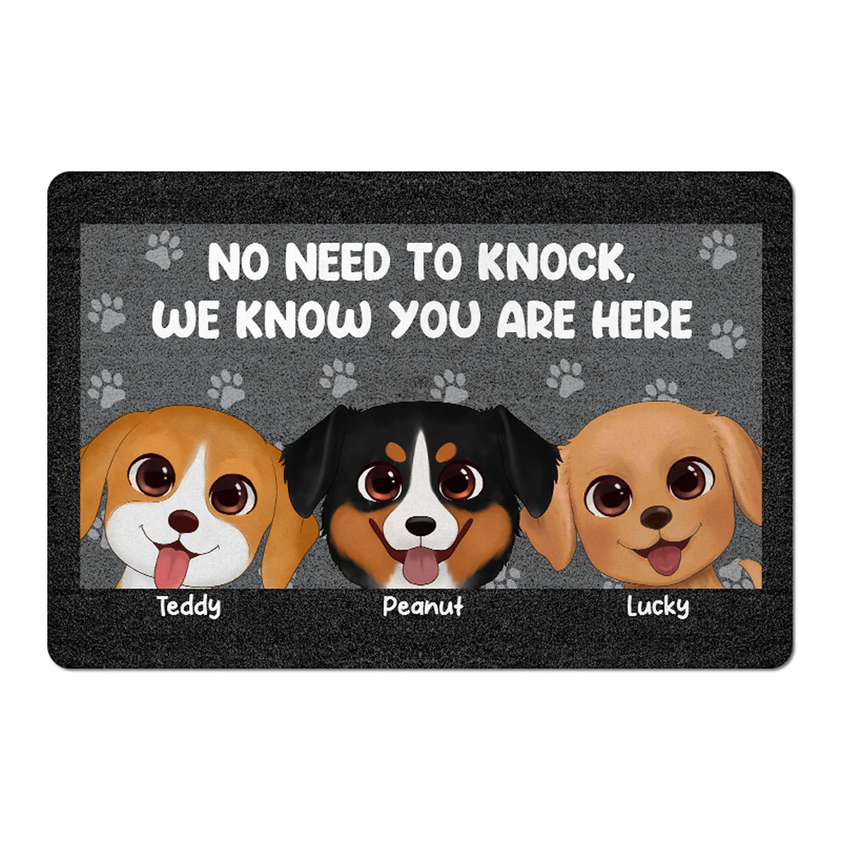 Watercolor Cute Dogs Paws Pattern Personalized Doormat