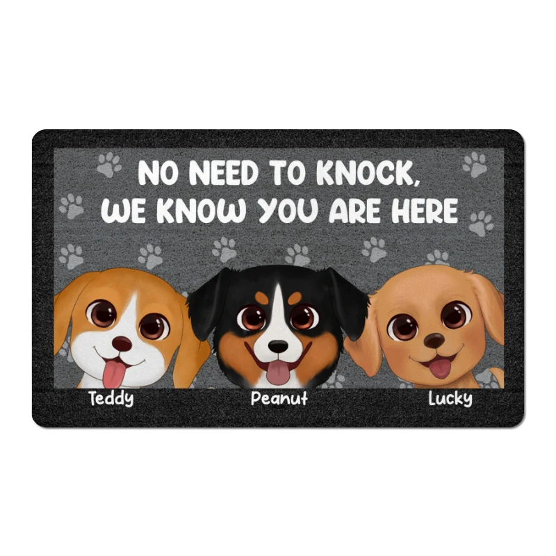 Watercolor Cute Dogs Paws Pattern Personalized Doormat - Image 6