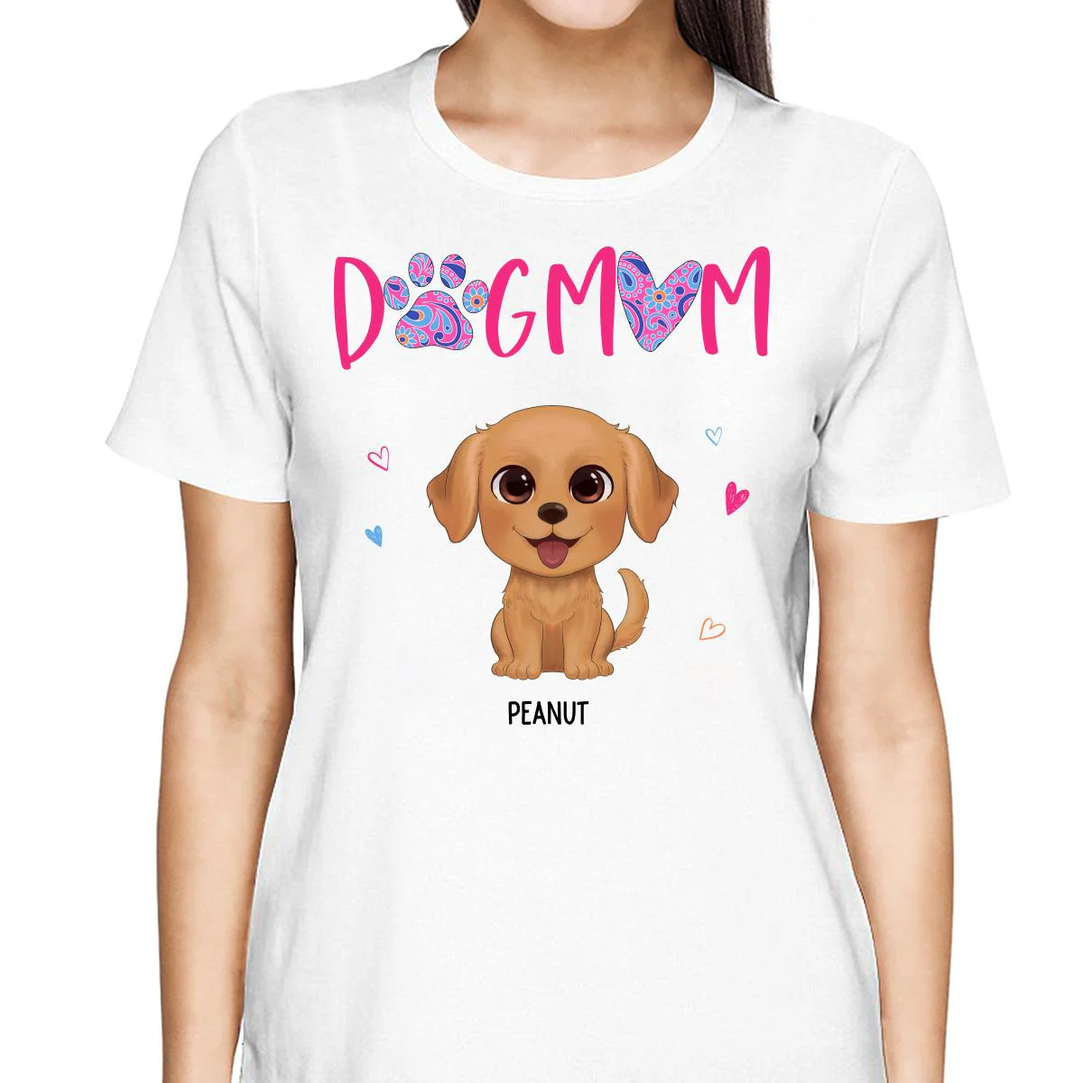 Watercolor Cute Dogs Pink Dog Mom Personalized Shirt - Image 2