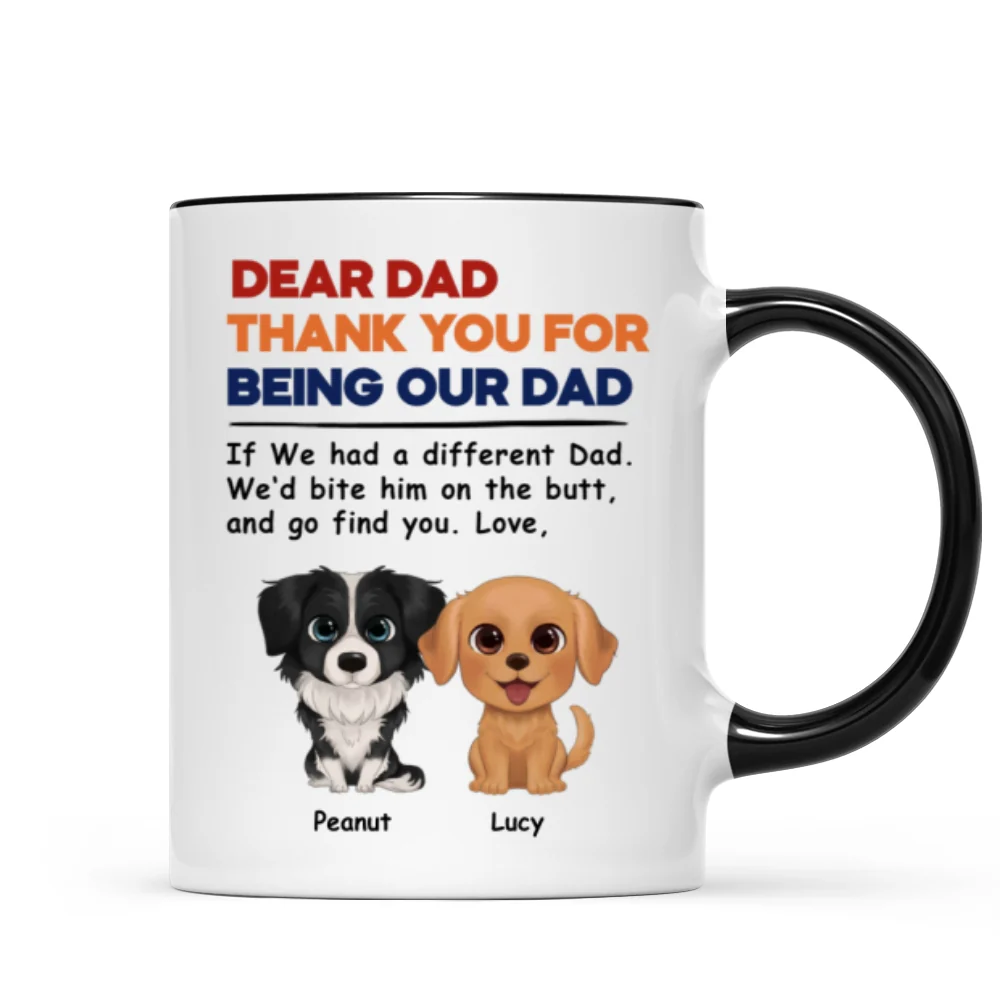 Watercolor Cute Dogs Retro Thanks For Being Our Dad Personalized Mug - Image 5