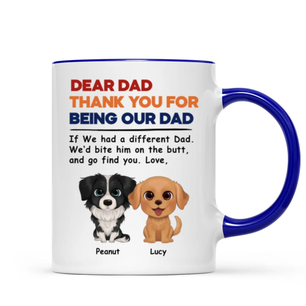 Watercolor Cute Dogs Retro Thanks For Being Our Dad Personalized Mug - Image 6