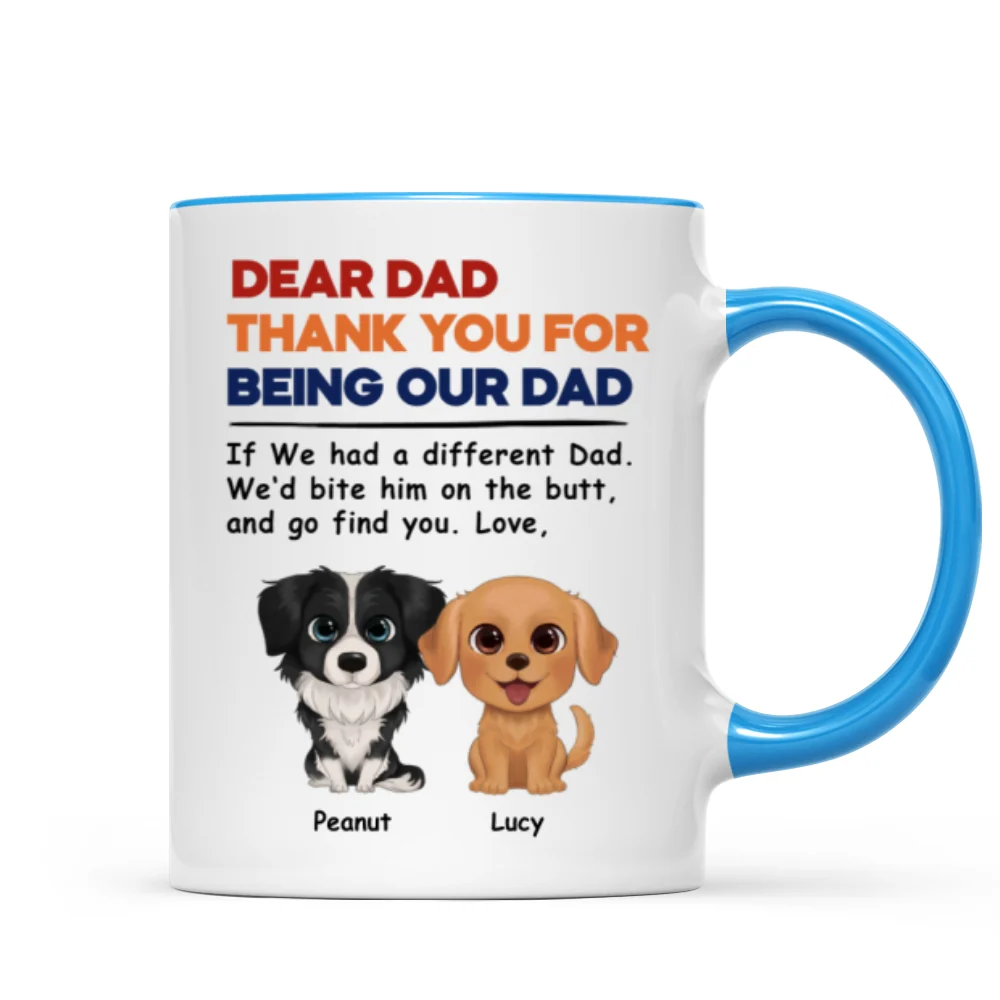 Watercolor Cute Dogs Retro Thanks For Being Our Dad Personalized Mug - Image 8