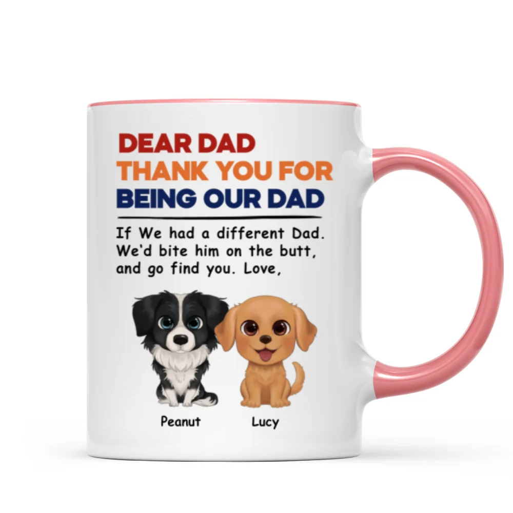 Watercolor Cute Dogs Retro Thanks For Being Our Dad Personalized Mug - Image 9