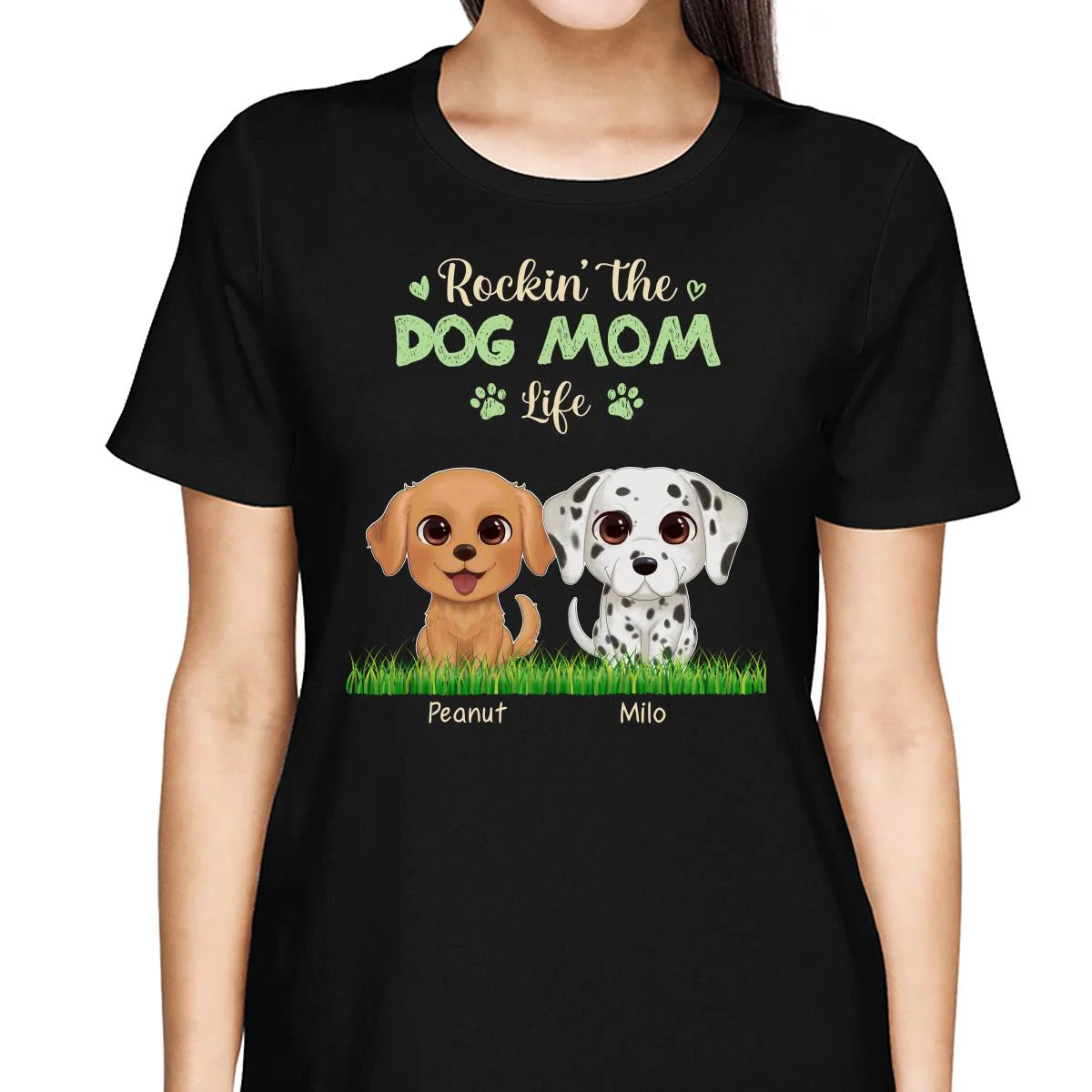 Watercolor Cute Dogs Rockin‘ The Dog Mom Life Personalized Shirt - Image 2