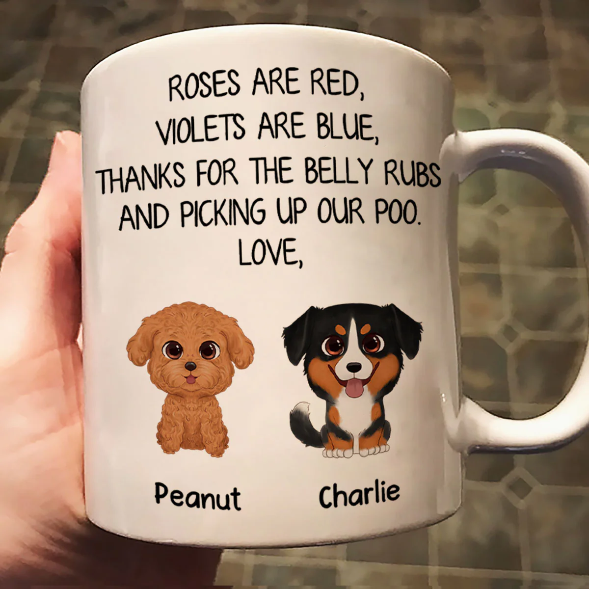 Watercolor Cute Dogs Roses Are Red Violets Are Blue Gift For Dog Lovers Personalized Mug - Image 2