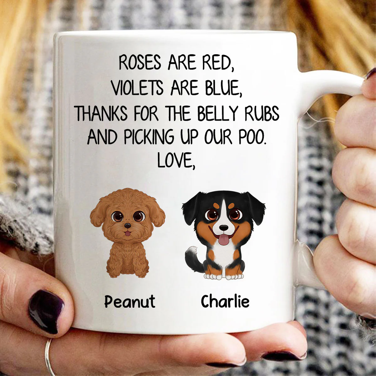 Watercolor Cute Dogs Roses Are Red Violets Are Blue Gift For Dog Lovers Personalized Mug - Image 3