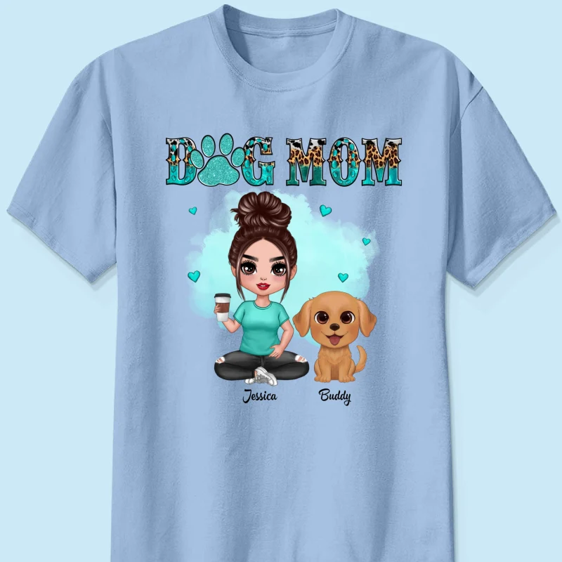 Teal And Leopard Pattern Dog Mom - Personalized Shirt - Gift For Dog Mom, Lovers - Image 15