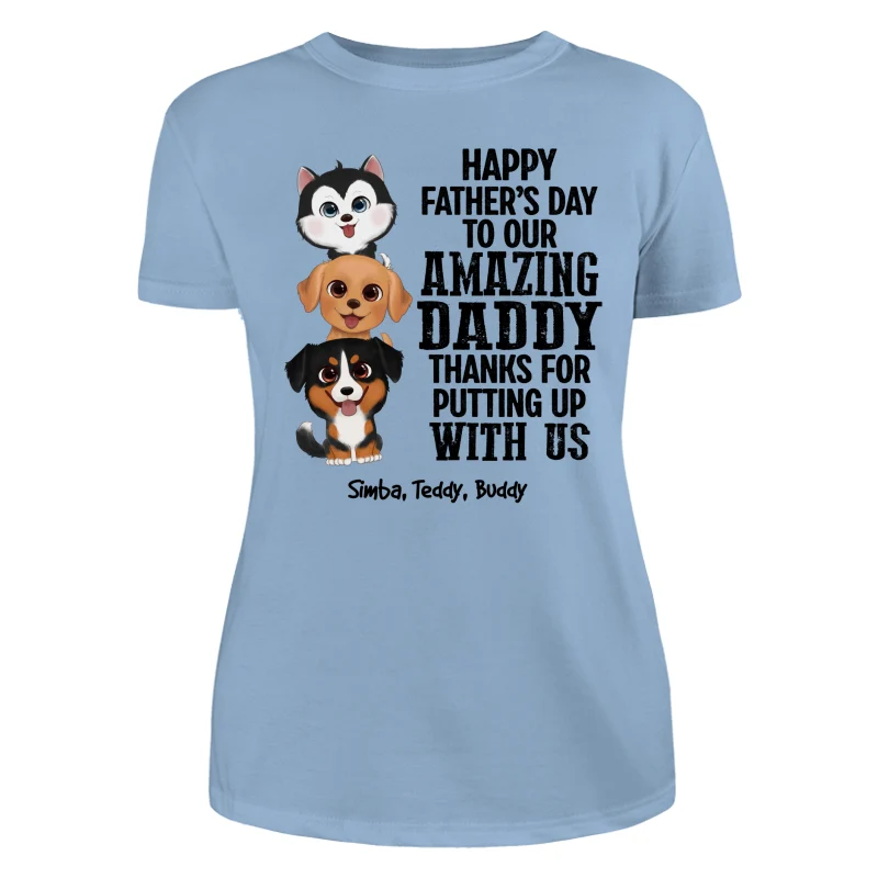 Watercolor Cute Dogs Thanks For Putting Up With Us Dog Dad Personalized Shirt - Image 11
