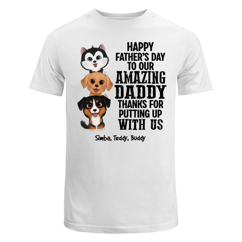 Watercolor Cute Dogs Thanks For Putting Up With Us Dog Dad Personalized Shirt - Image 4
