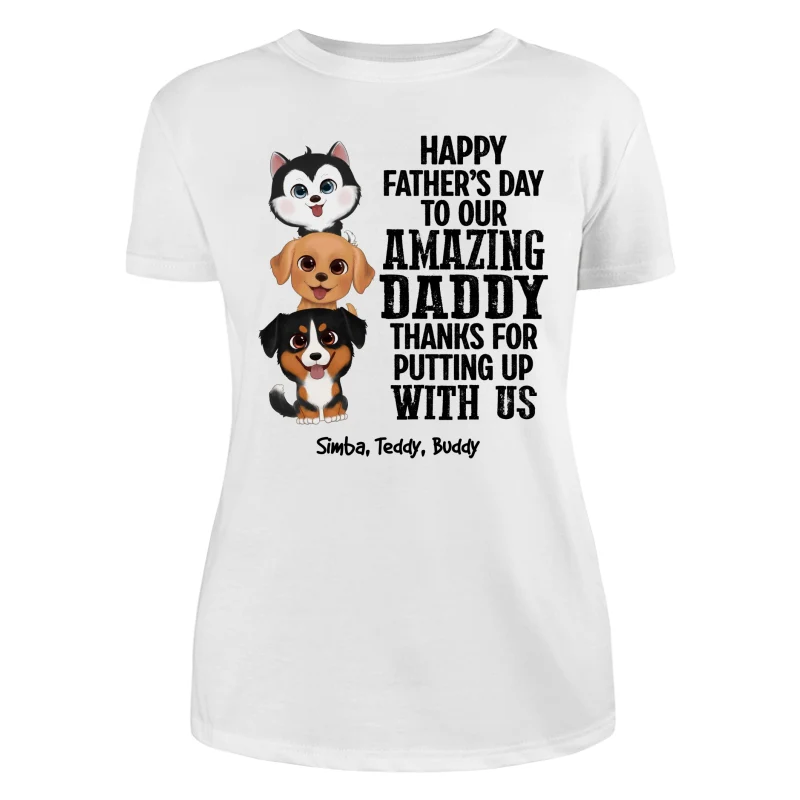 Watercolor Cute Dogs Thanks For Putting Up With Us Dog Dad Personalized Shirt - Image 8