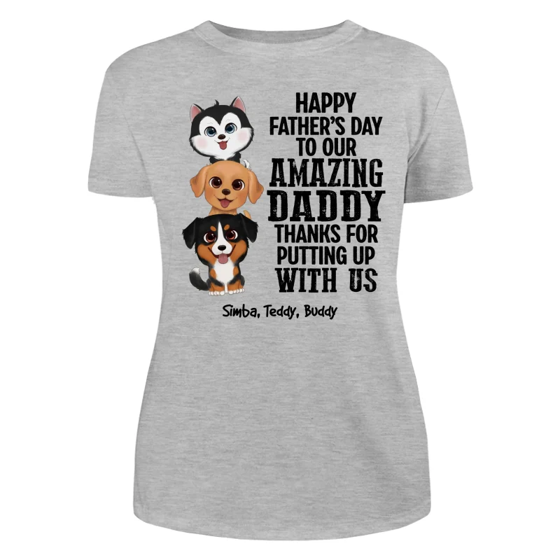Watercolor Cute Dogs Thanks For Putting Up With Us Dog Dad Personalized Shirt - Image 9