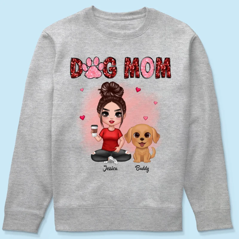Watercolor Cute Dogs Valentine‘s Day Dog Mom Personalized Shirt - Image 15