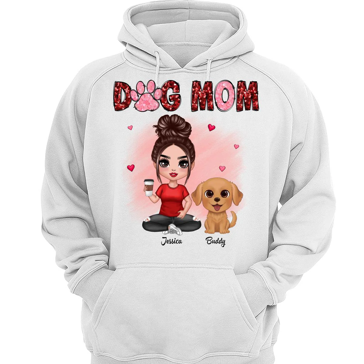 Watercolor Cute Dogs Valentine‘s Day Dog Mom Personalized Shirt - Image 3