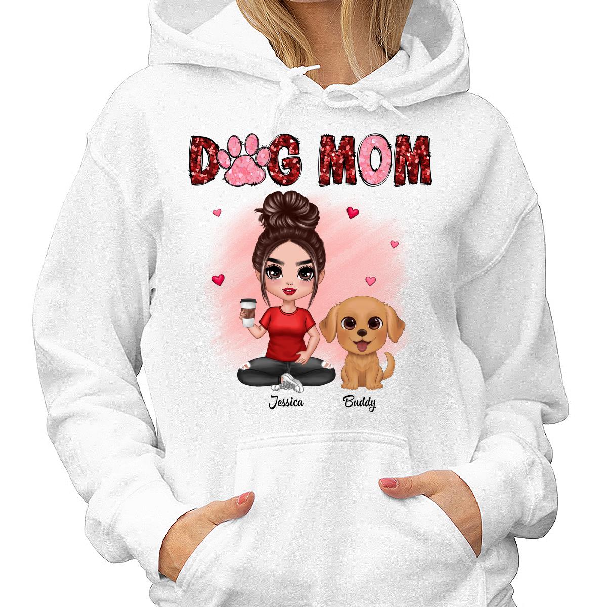 Watercolor Cute Dogs Valentine‘s Day Dog Mom Personalized Shirt - Image 4