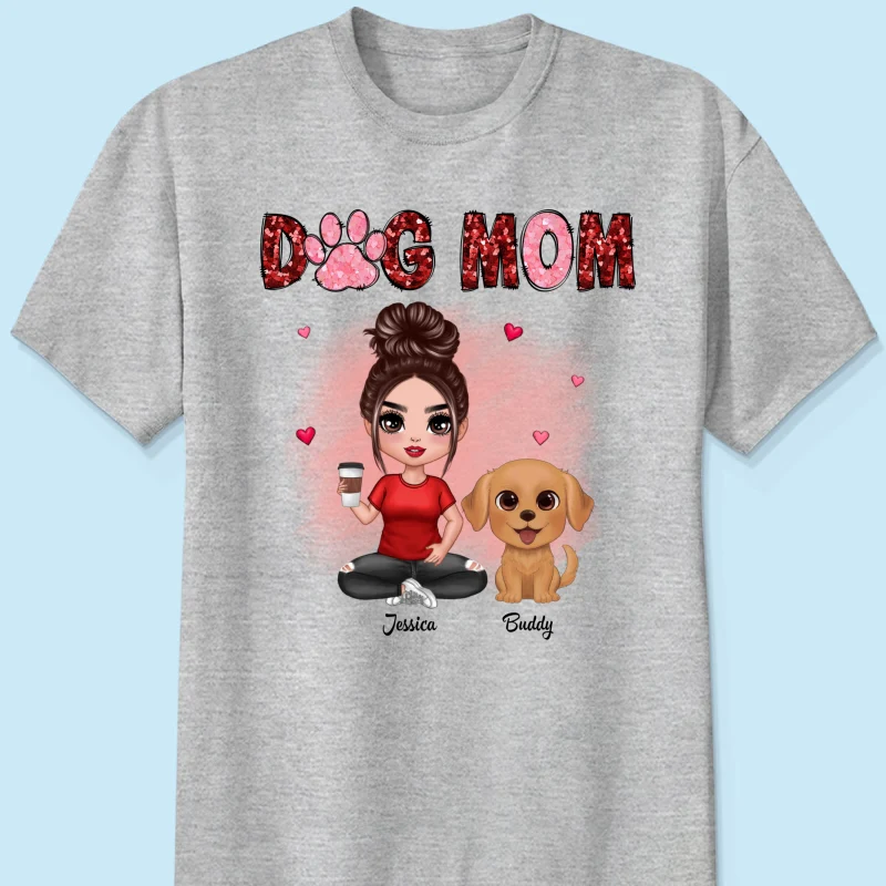 Watercolor Cute Dogs Valentine‘s Day Dog Mom Personalized Shirt - Image 6