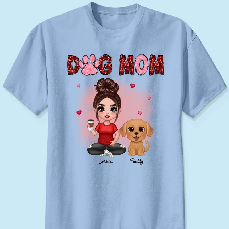 Watercolor Cute Dogs Valentine‘s Day Dog Mom Personalized Shirt - Image 7