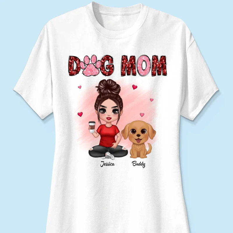 Watercolor Cute Dogs Valentine‘s Day Dog Mom Personalized Shirt - Image 8